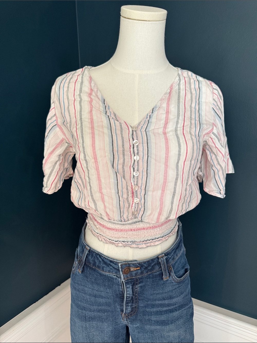 Japna Flutter Sleeve Boho Smocked Crop Top